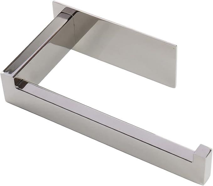 Toilet Paper Holder, Self Adhesive Tissue Holder Stainless Steel Rustproof Paper Roll Holder, No Drilling Easy to Install, Toilet Paper Rack Suitable for Office, Bathroom (Polish Chrome)