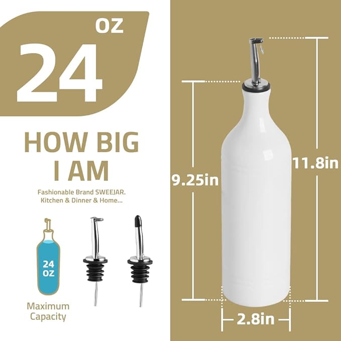 Sweejar Ceramic Olive Oil Dispenser Bottle, 20 Oz EVOO Oil and Vinegar Dispensing Bottle with Spout for Kitchen, Set of 1, 24 Fl Oz (Gradient Orange)
