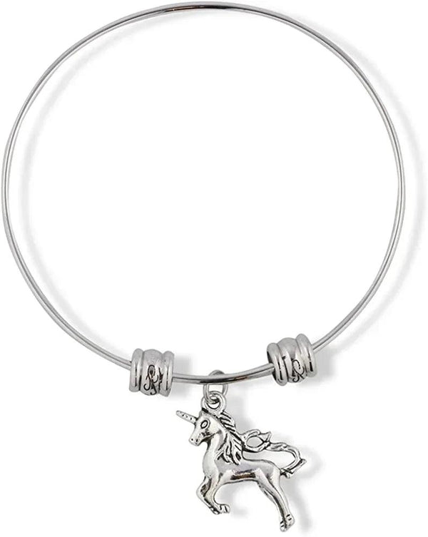 Unicorn on Hind Legs with Tail touching Mane Fancy Charm Bangle - Gifts for You 'n Me