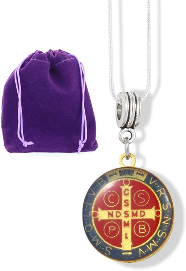 EPJ Saint Benedict Coloured Charm Snake Chain Necklace