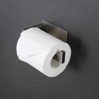 Toilet Paper Holder, Self Adhesive Tissue Holder Stainless Steel Rustproof Paper Roll Holder, No Drilling Easy to Install, Toilet Paper Rack Suitable for Office, Bathroom (Brushed Nickel)