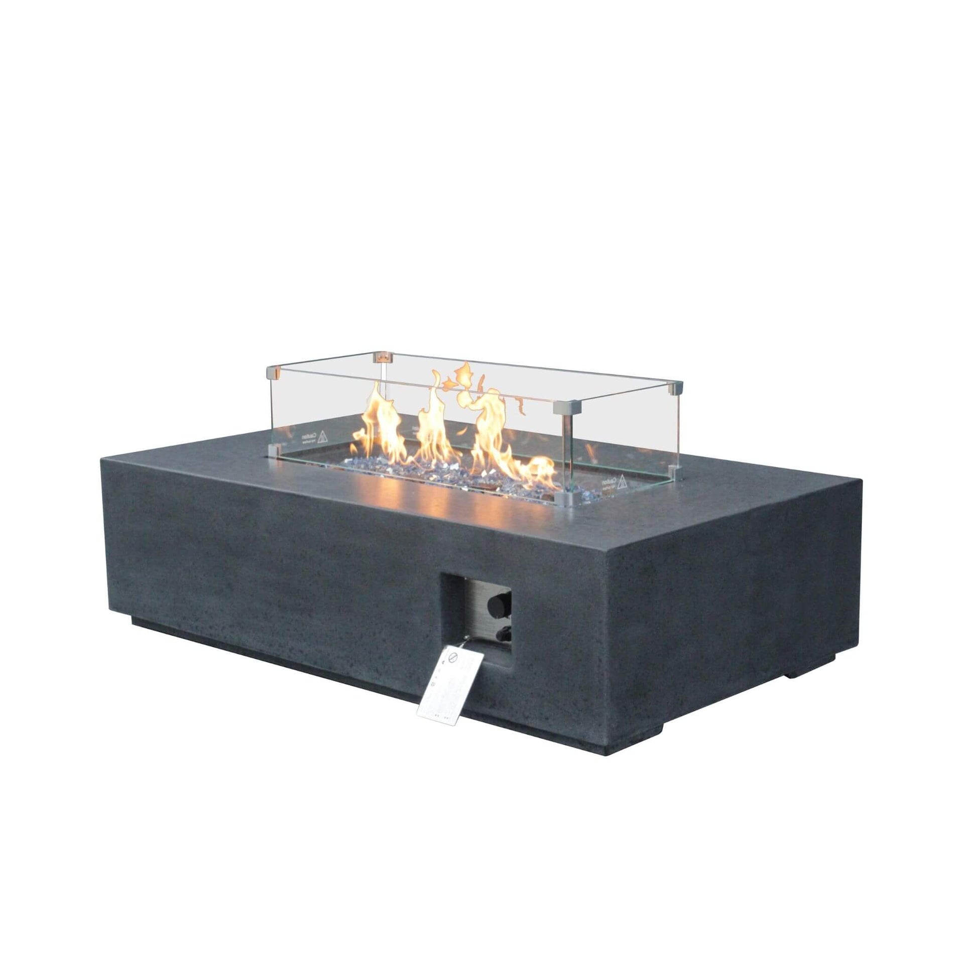 Alora 52-Inch Portable Concrete Rectangular Propane Fire Pit Table With Repair Kit (SAK52304) SAKSBY WHOLESALE