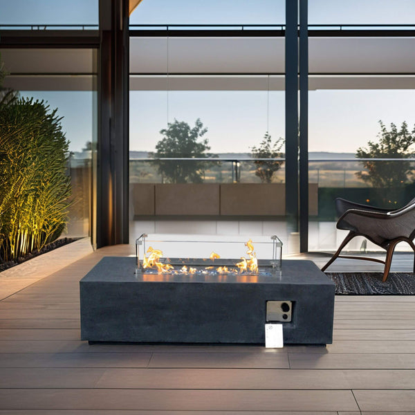 Alora 52-Inch Portable Concrete Rectangular Propane Fire Pit Table With Repair Kit (SAK52304) SAKSBY WHOLESALE