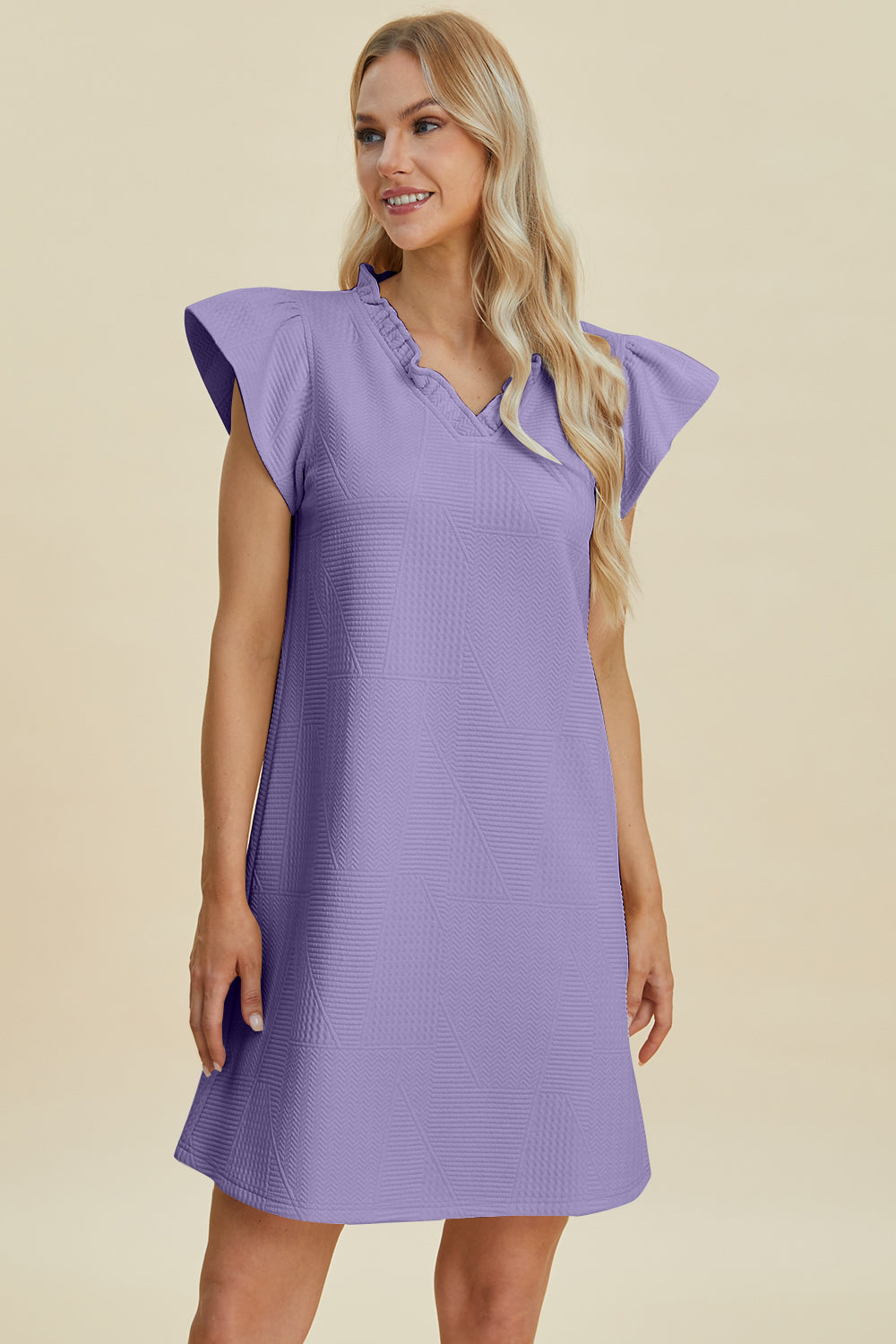 Double Take Full Size Ruffled V-Neck Cap Sleeve Dress – Ruffled V-Neck Dress, Cap Sleeve Dress, Elegant Ruffled Dress, Flattering V-Neck Dress, Stylish Full-Size Dress, Comfortable Ruffle Dress, Chic Cap Sleeve Dress