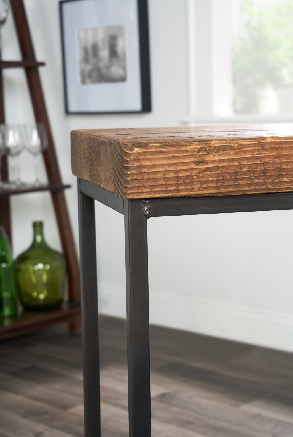 Brown And Black Metal Backless Bar Height Bar Chair