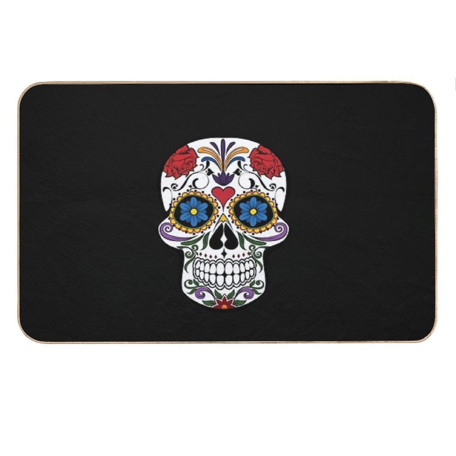Halloween Skull Floral Rose Bath Mat