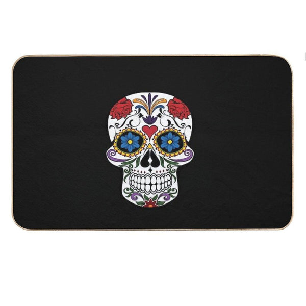 Halloween Skull Floral Rose Bath Mat