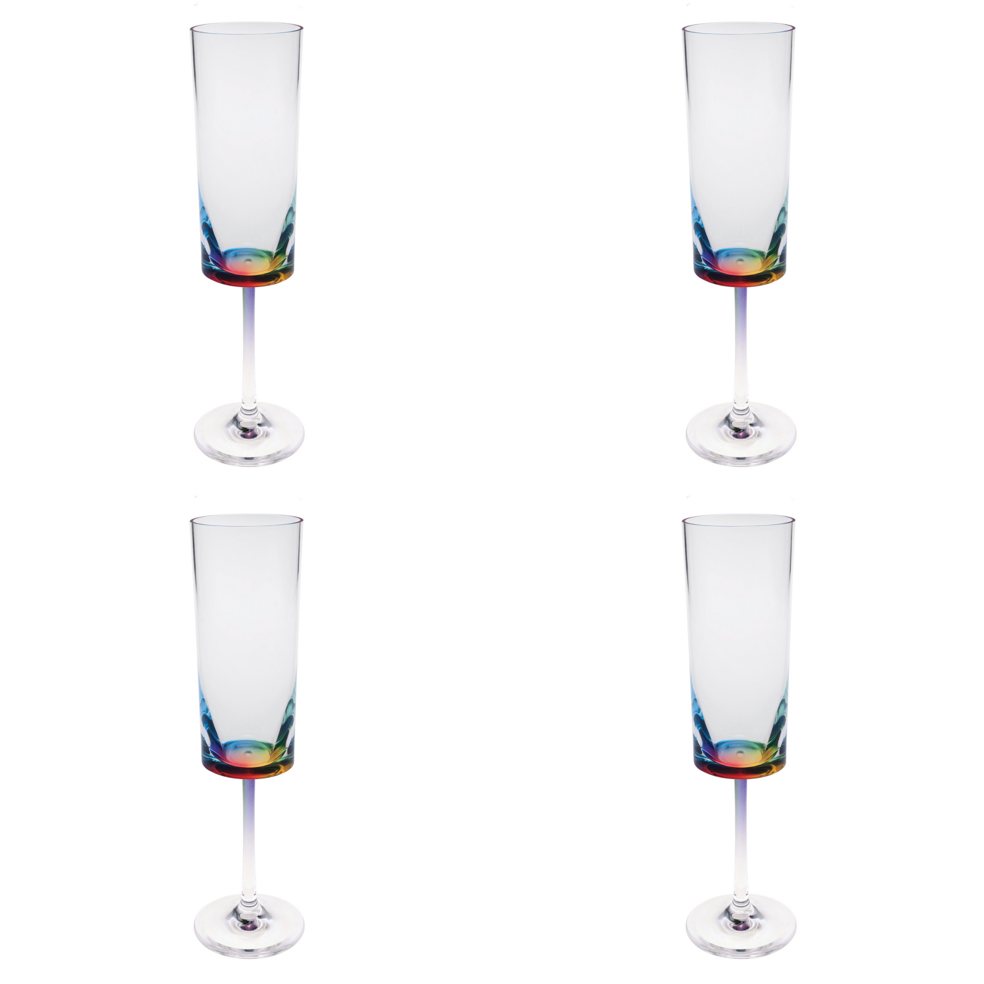 Set of Four Rainbow Geometric Acrylic Stemmed Flutes