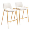 Desi Counter Stool (Set of 2) White & Gold