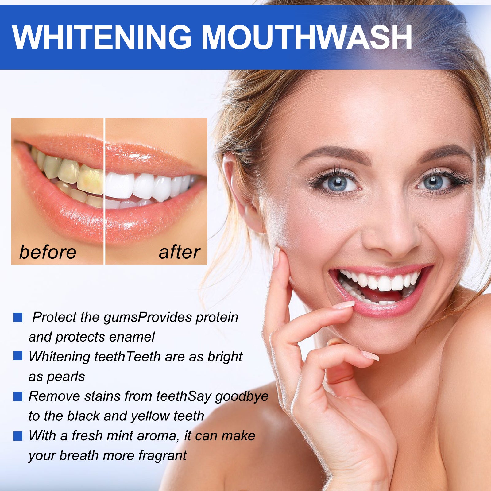 Whitening Mouthwash, Clean Stains Oral Care Fresh Breath Mouthwash