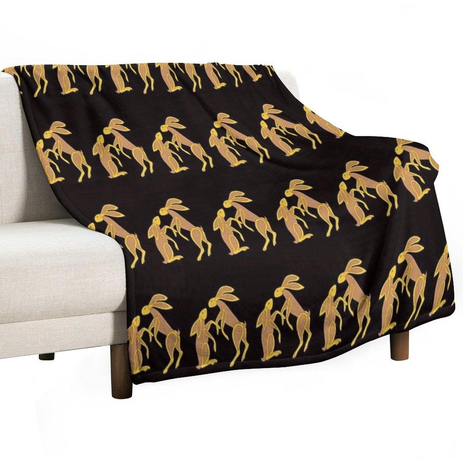 Prancing Celtic Hares Throw Blanket