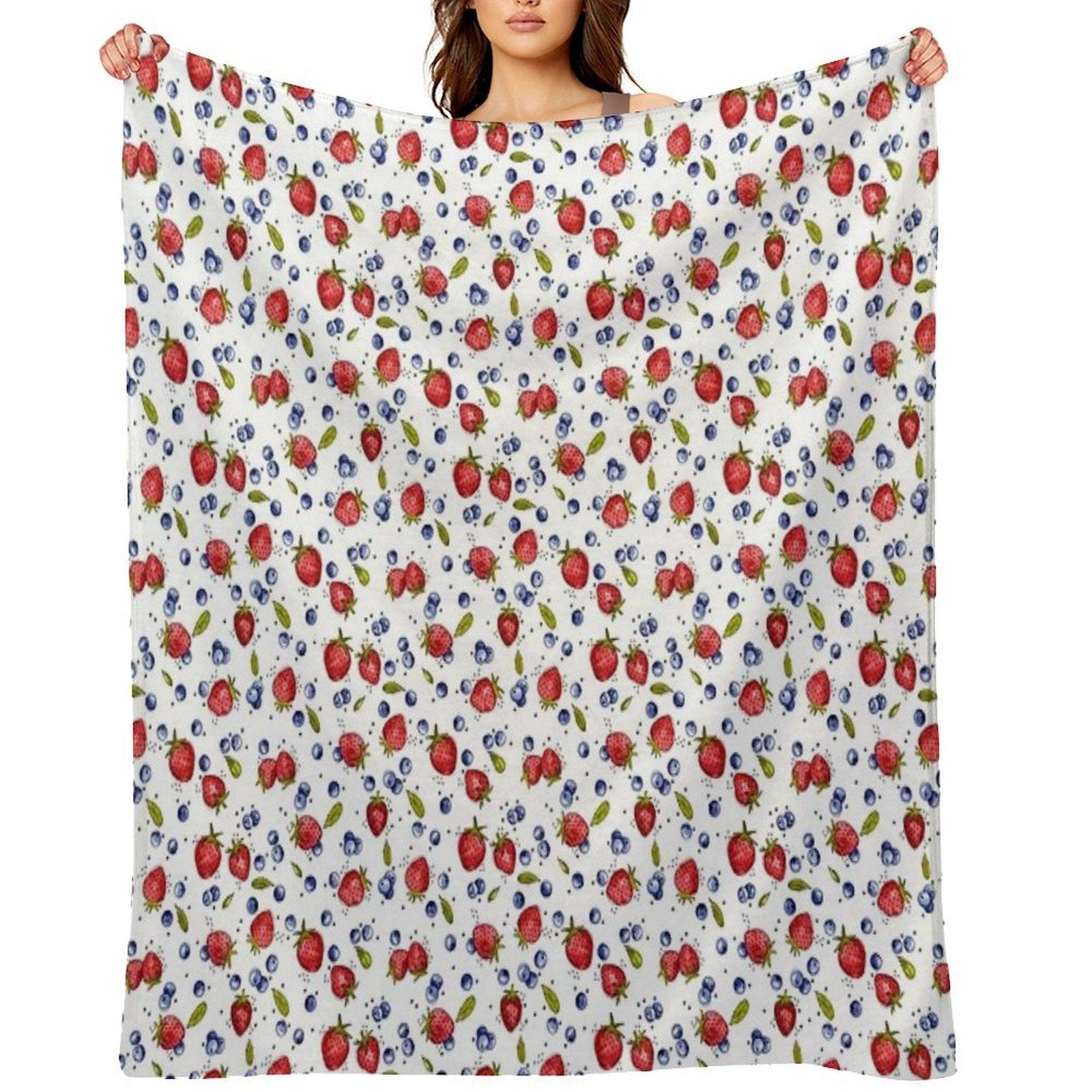 Strawberry, Blueberry, Mint Throw Blanket