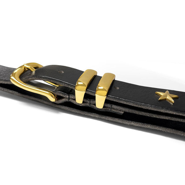 Punk Belt Gold Star Conchos Genuine Leather Casual Dress Belt