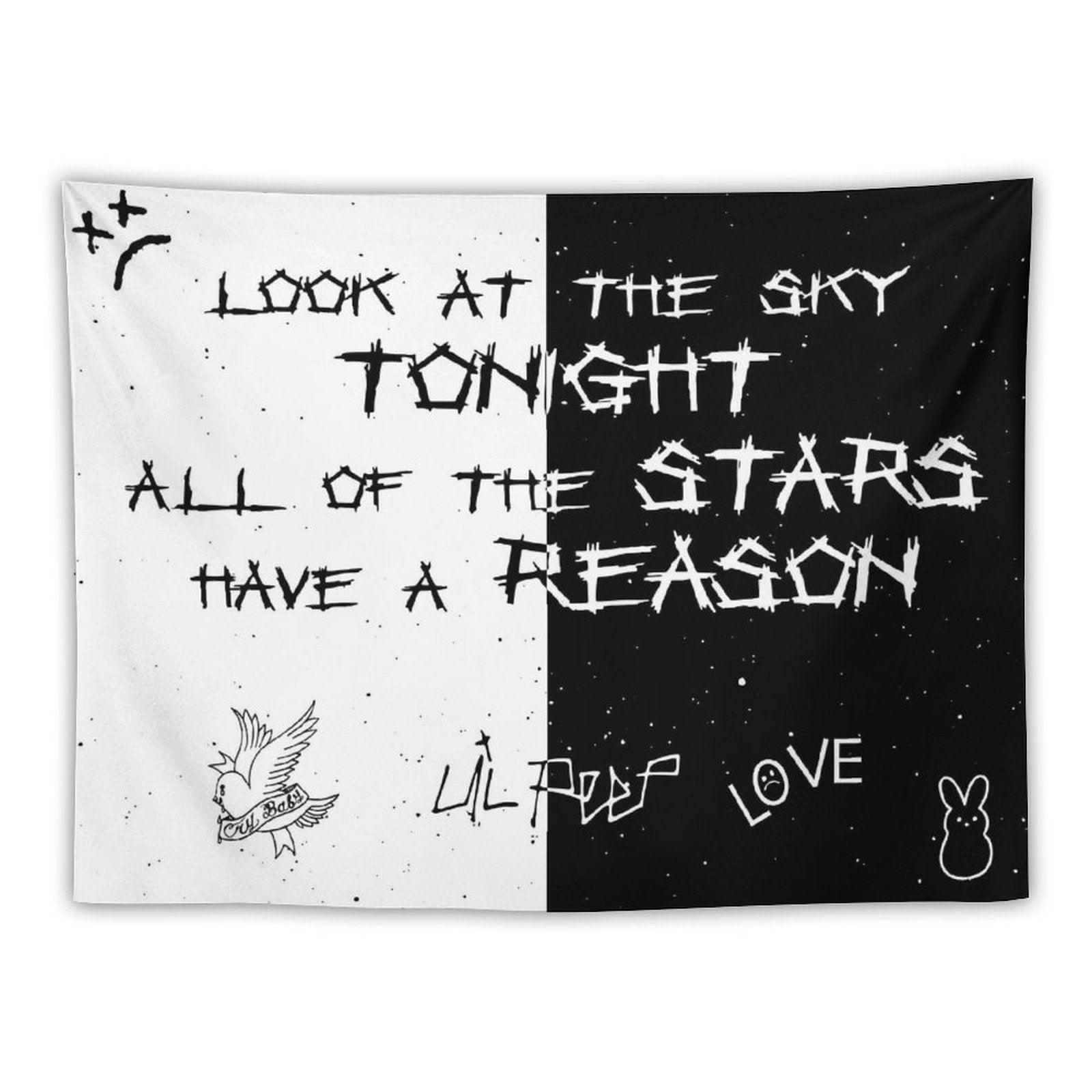 Lil Peep Black And White Star Tapestry