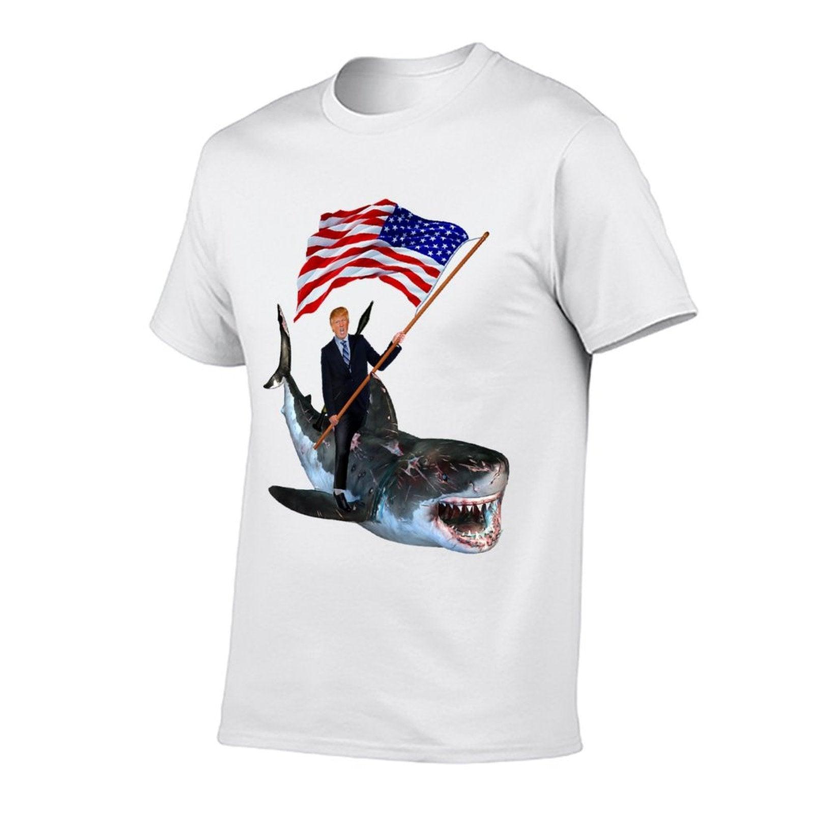 Epic Trump Riding Shark With USA  Summer-ready Fabric T-Shirt