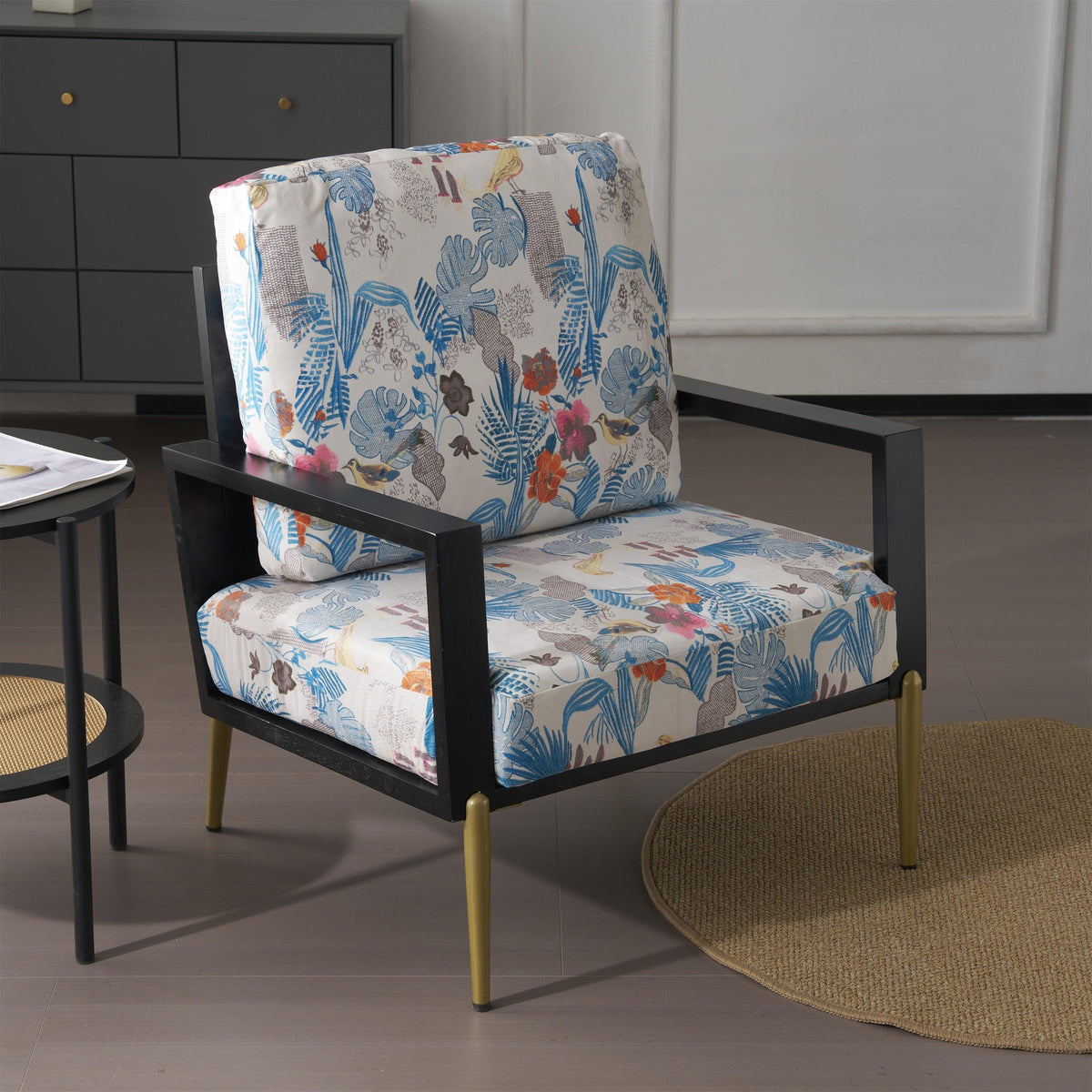 Mid-Century Modern Armchair with Solid Wood Frame