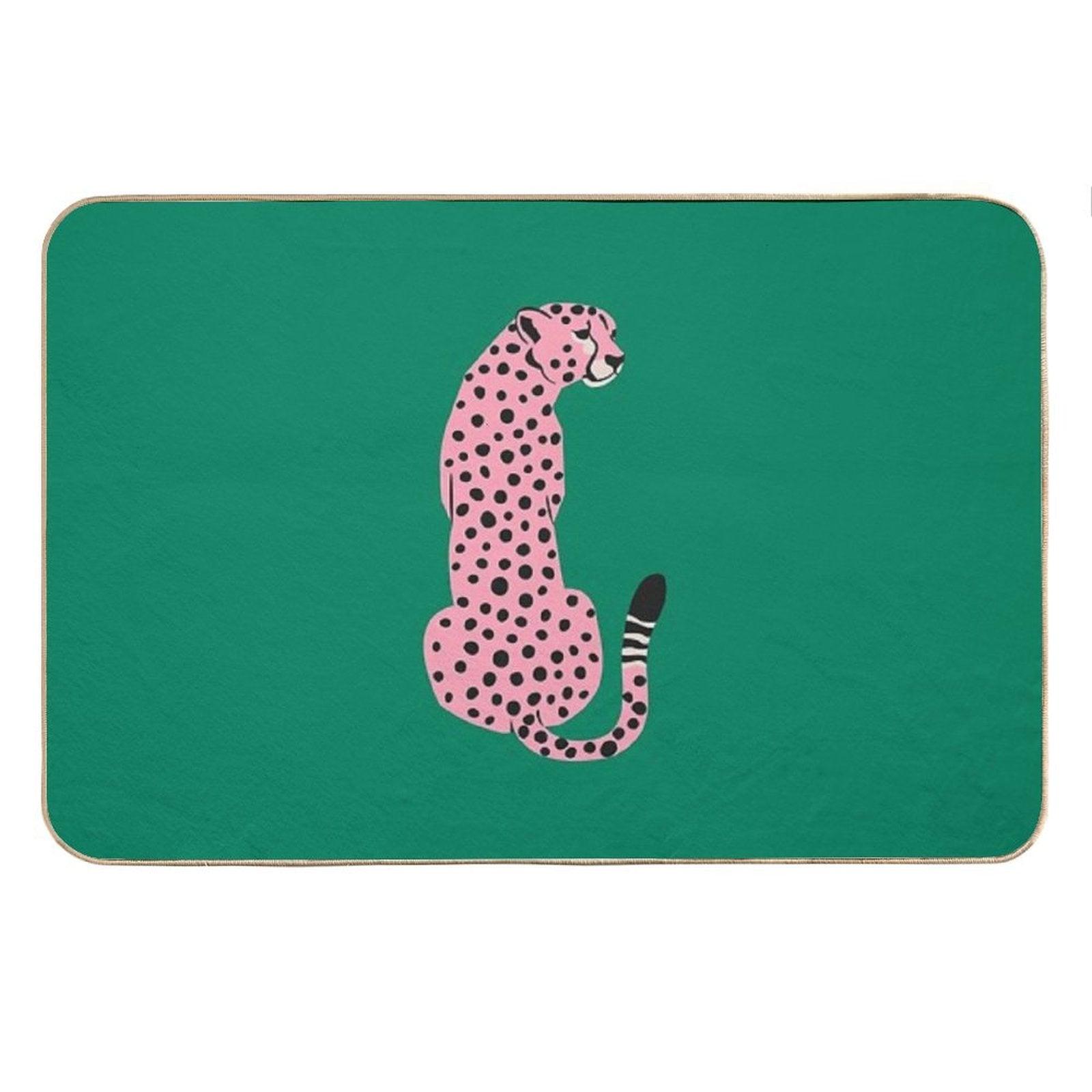 Pink Leopard  African Cheetah  Tropical Pop Art Bath Mat