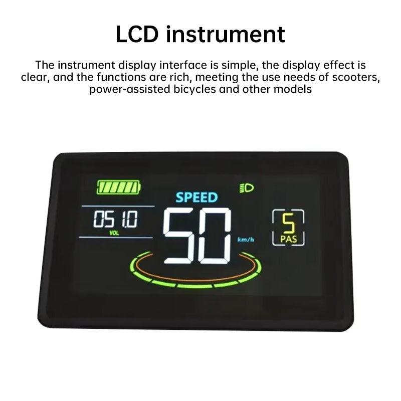 Waterproof color LCD meter H6C for e-bikes, SM/weatherproof connector, smart e-bike screen with USB.