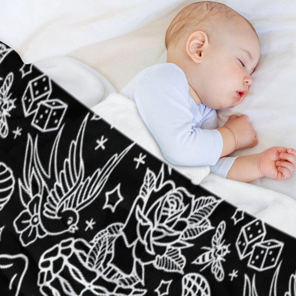 American Traditional Tattoo Flash Print Throw Blanket