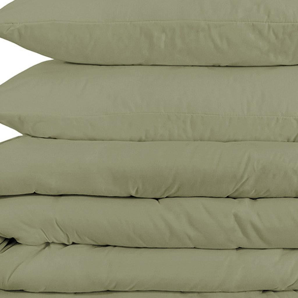 Sage Queen Cotton Blend 1200 Thread Count Washable Duvet Cover Set