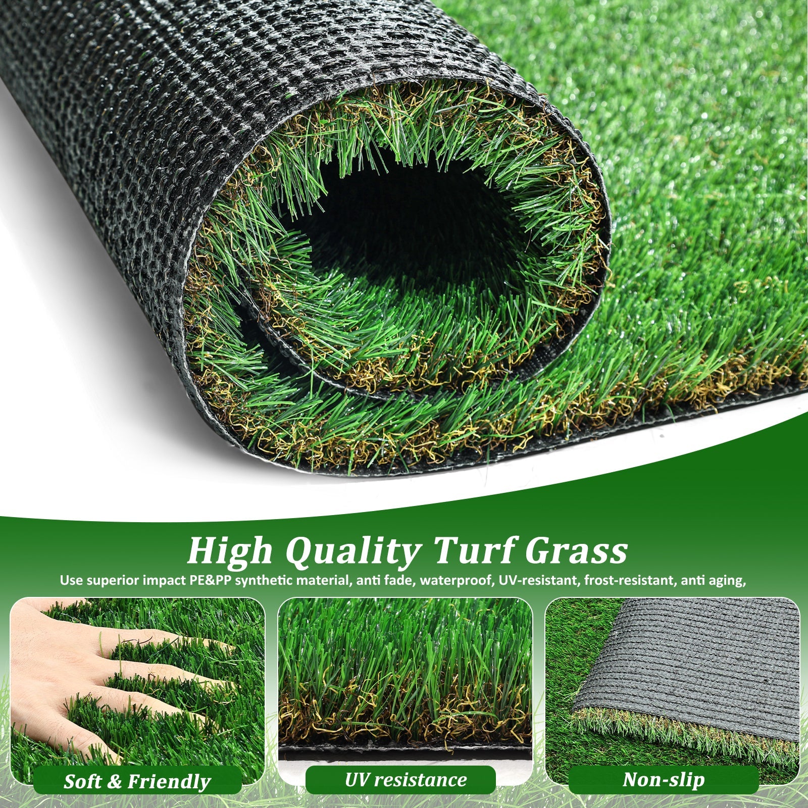 2FTX10FT Outdoor Artificial Grass Runway Blanket, Thick and Realistic Fake Grass Roll Decoration 1.38 
