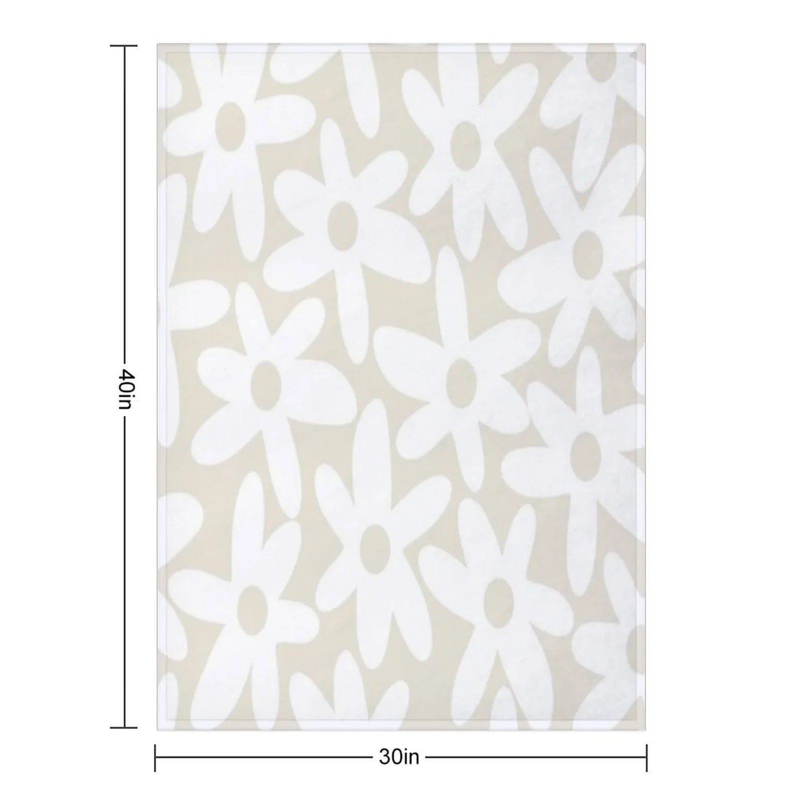 Daisy Time Floral Pattern in White And Beige Throw Blanket