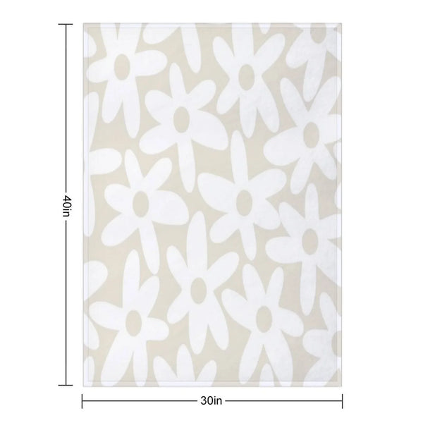 Daisy Time Floral Pattern in White And Beige Throw Blanket