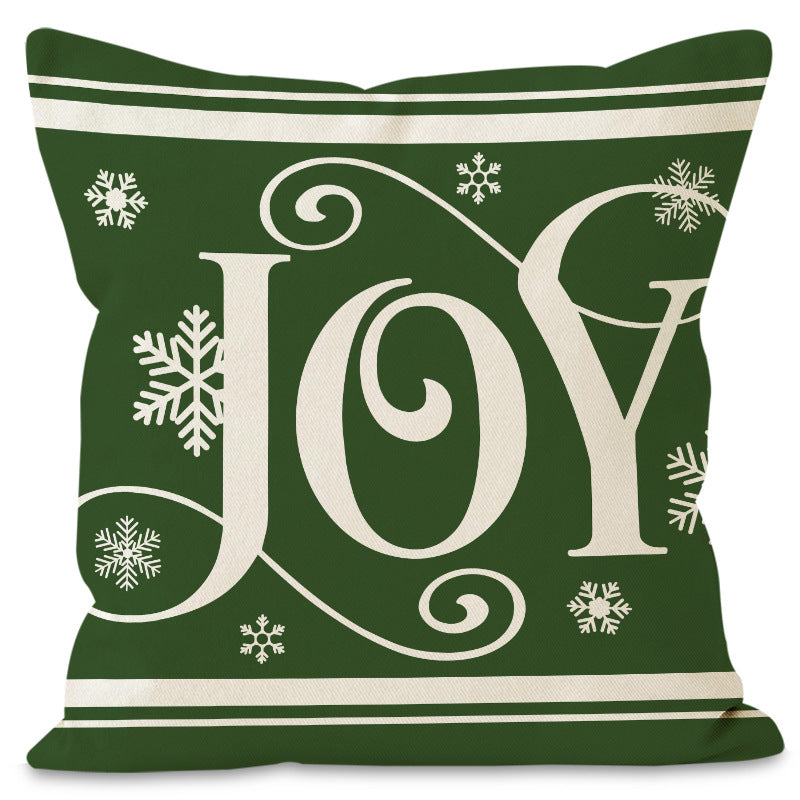 Green Christmas Pillow Cover Linen Printed Pillow Cover Holiday Living Room Bedroom Decoration Cushion Cover