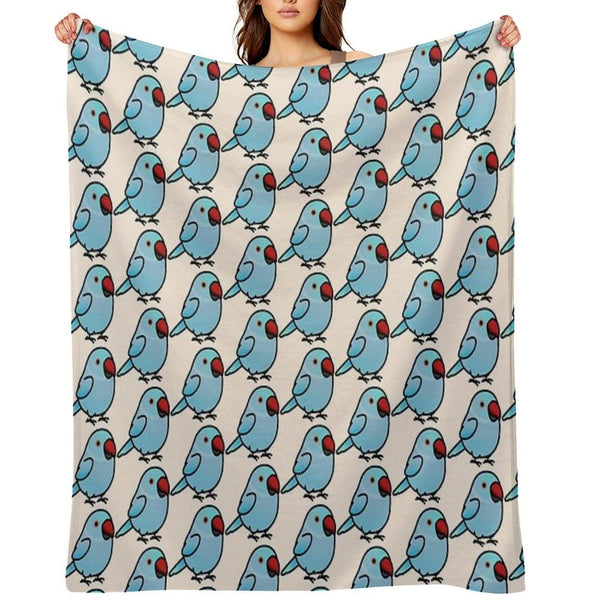 Chubby Blue Indian Ringneck Parakeet - Female Throw Blanket