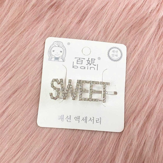 1PC Bling Letter Hairpins Headwear for Women Girls Hair Clips Pins Barrette Tools Hair Accessories