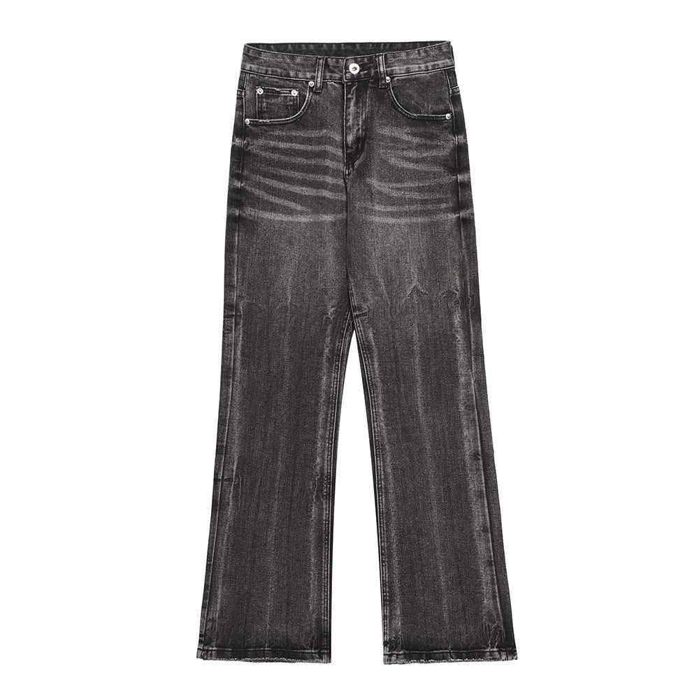 Washed Distressed Wide-Leg Jeans Men's European and American Punk INS Personalized Loose Hole Frayed Flare Pants