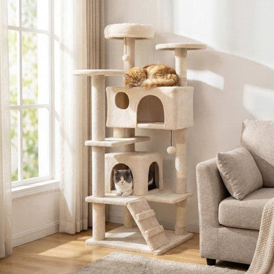 52 Inch Tall Cat Tree Tower for Indoor Cats-Beige