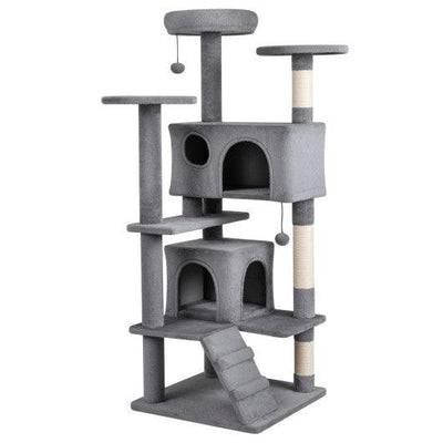 52 Inch Tall Cat Tree Tower for Indoor Cats-Light Gray
