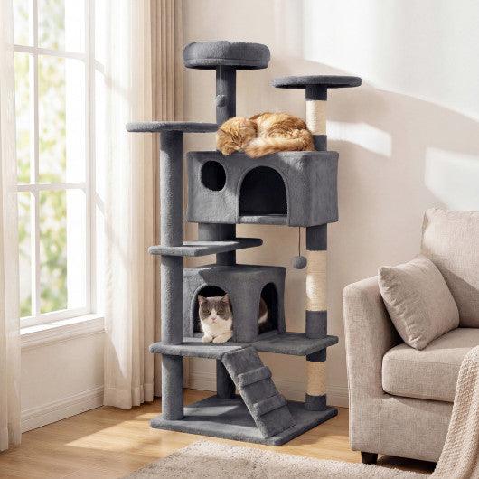 52 Inch Tall Cat Tree Tower for Indoor Cats-Light Gray