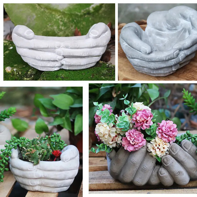 Hand-Shaped Concrete Planters