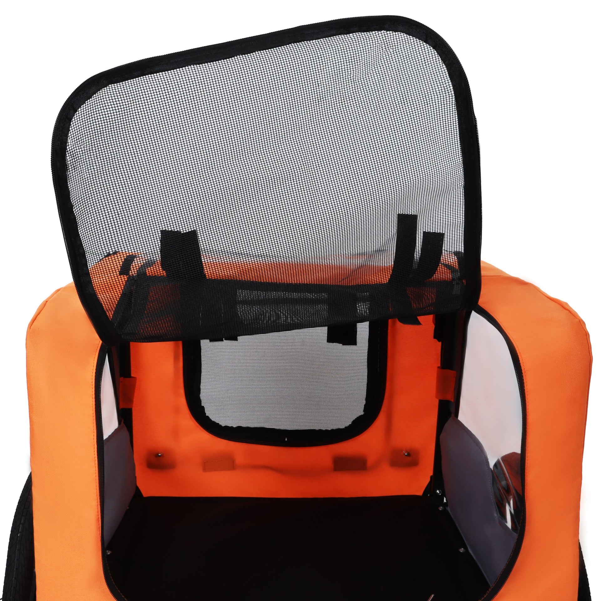 Outdoor Heavy Duty Collapsible Pet Bike Trailer with 16-Inch All-Terrain Wheels & Universal Hitch – Foldable Dog/Cargo Carrier Cart for Bicycles, orange