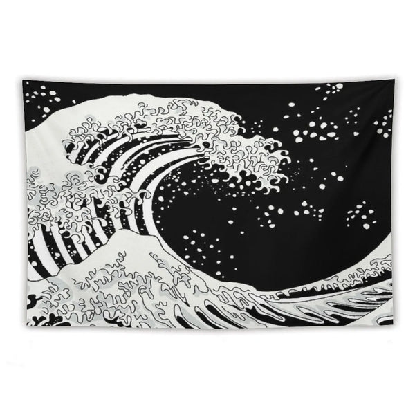 Black And White Great Wave Tapestry