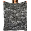 Black & White Doodle Graffiti Japanese Positive Words Tag Art Machine-washable Throw Blanket