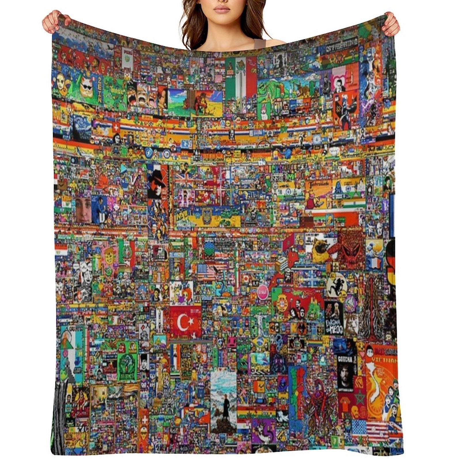 Reddit Place 2023 Merch, Reddit Rplace 2023, Rplace 20223, Rplace 2023 Merch, Rplace 2023 Poster  Rplace 2023 Pixel, Rpla Sustainable Throw Blanket