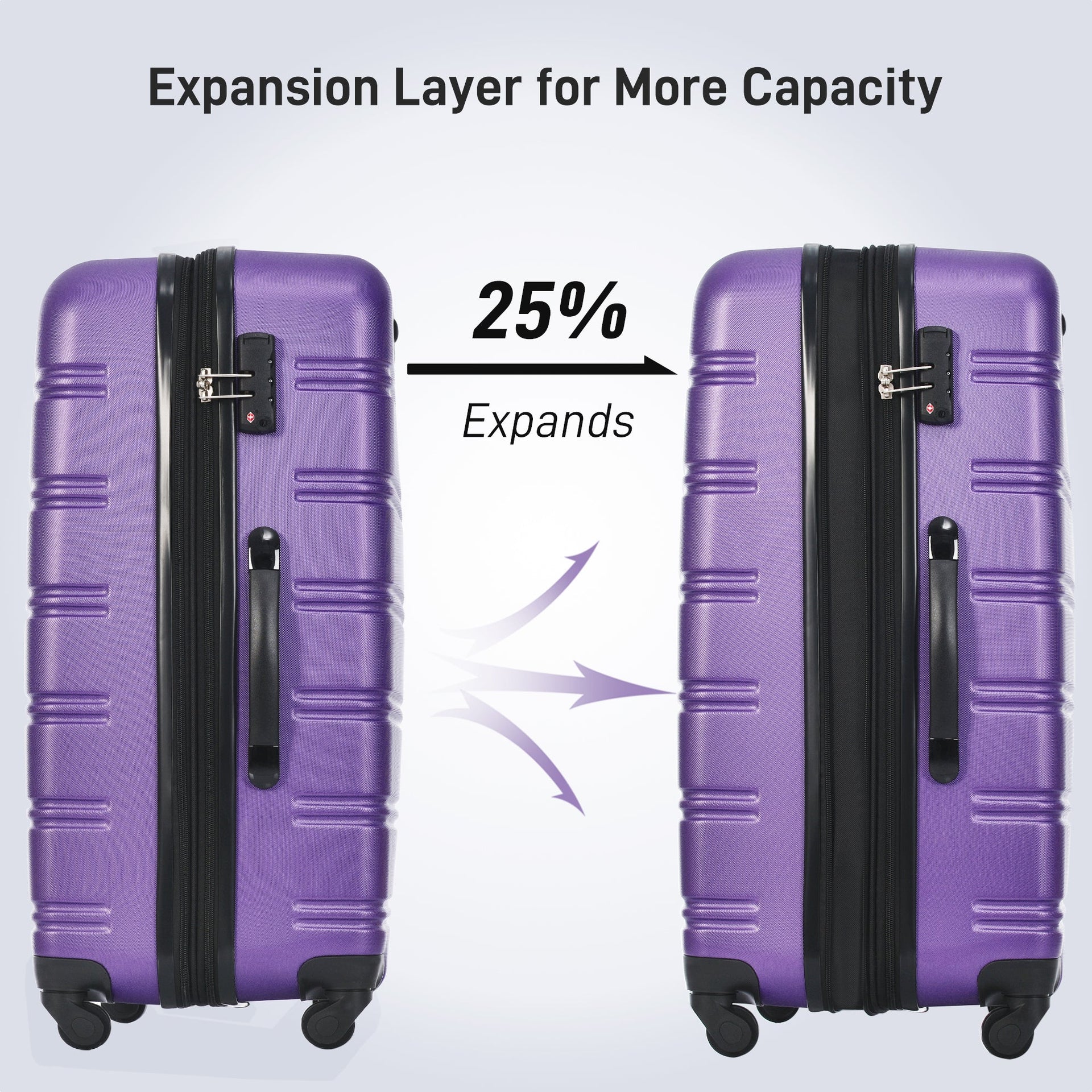 3 Piece Luggage Set Hardside Spinner Suitcase with TSA Lock 20' 24' 28' Available