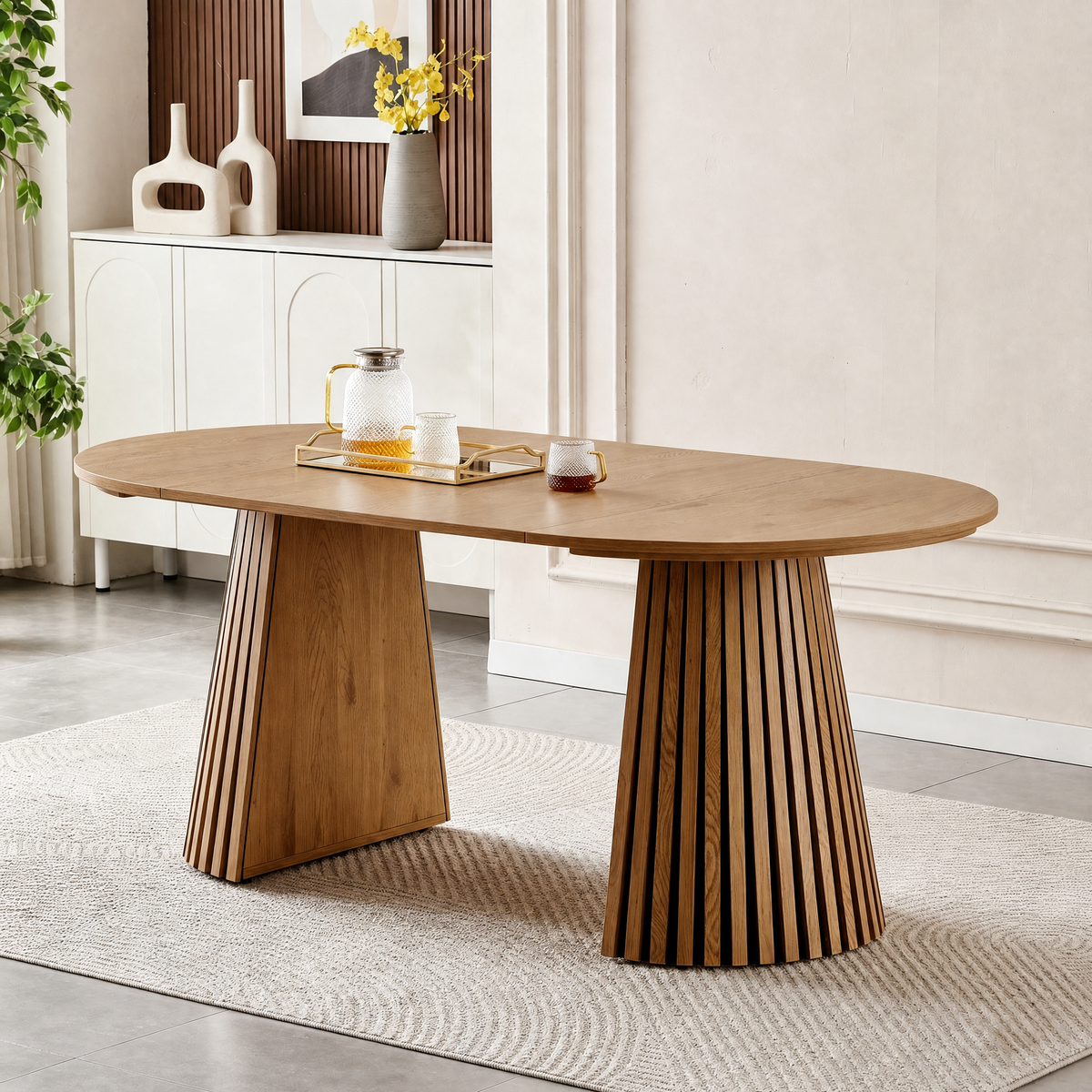 Flexible and Extendable Wooden Dining Table