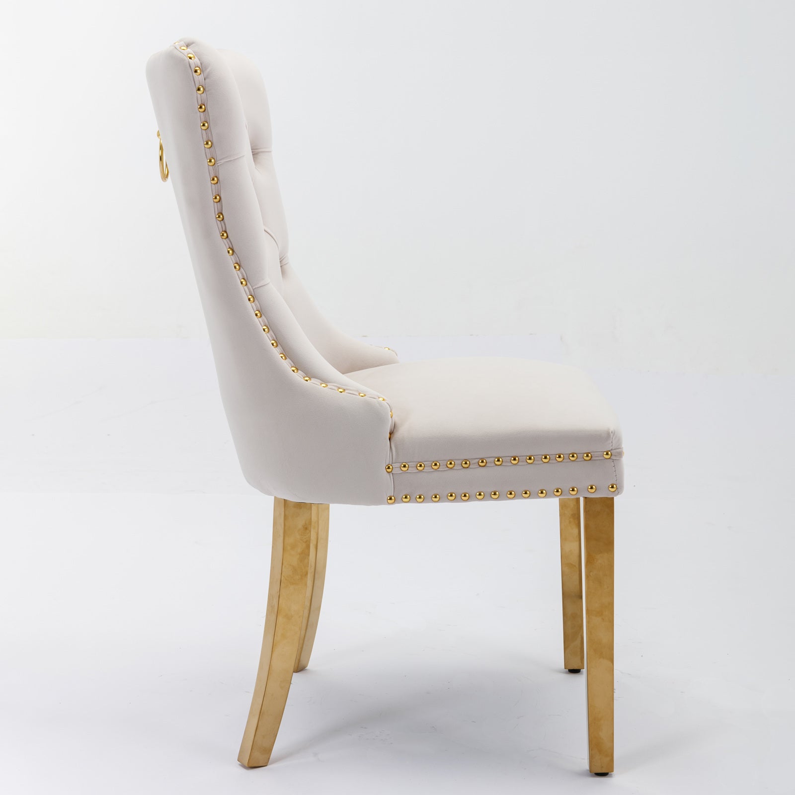 Nikki Collection Modern Tufted Solid Wood Velvet Upholstered Dining Chair with Gold Legs