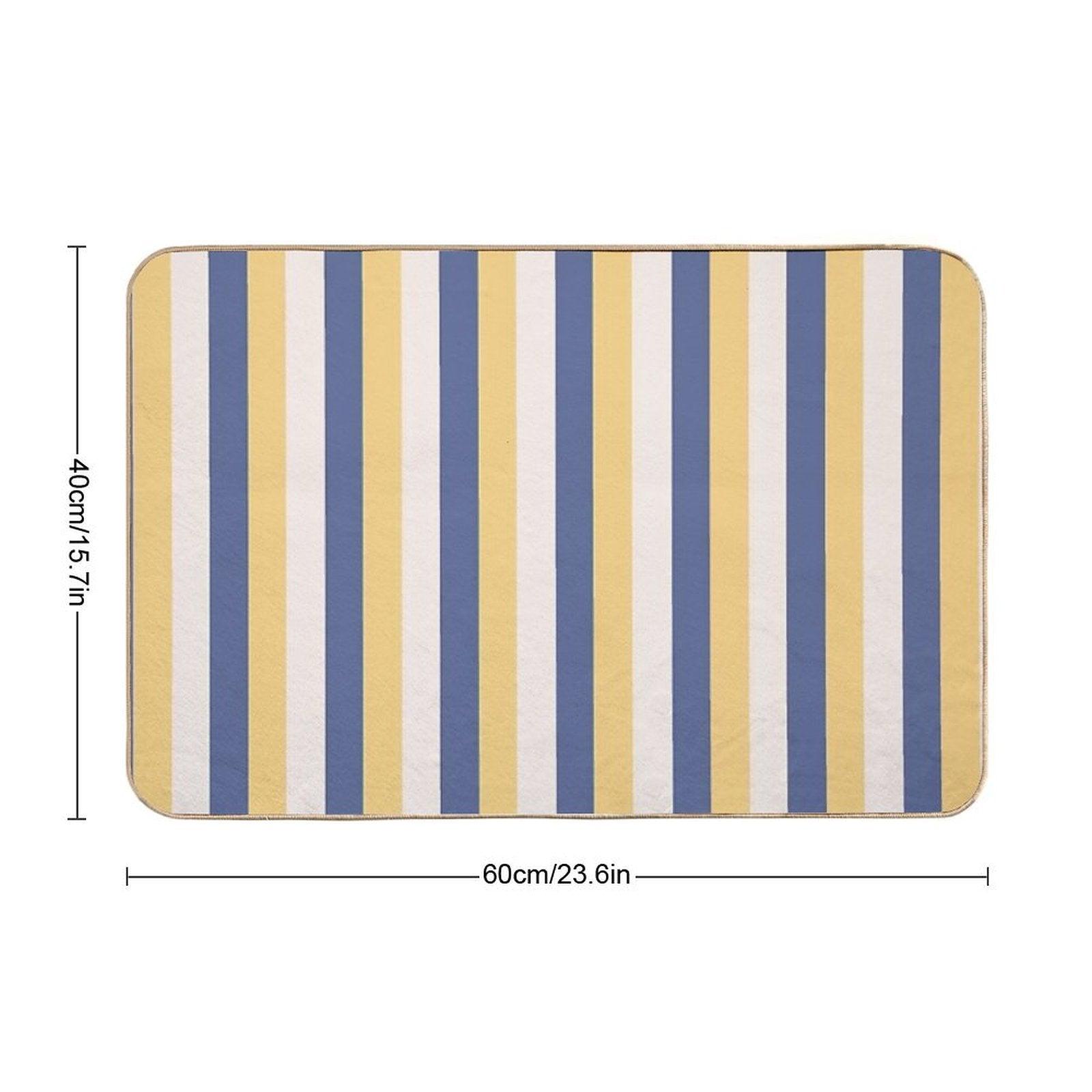 Blue Yellow Stripes - Striped Bath Mat