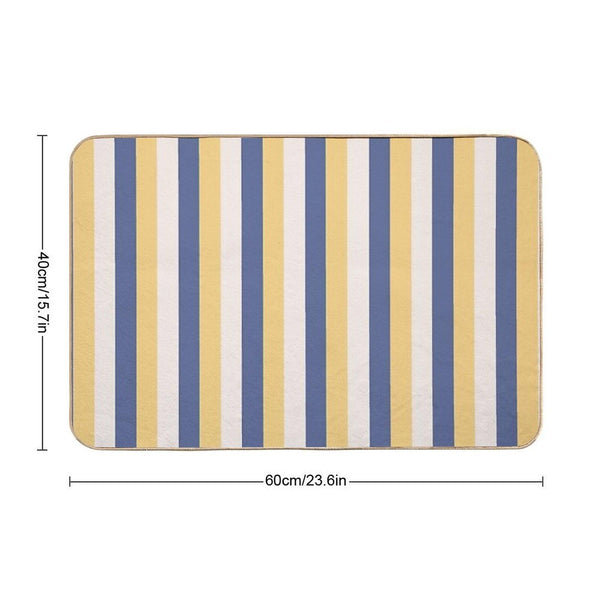 Blue Yellow Stripes - Striped Bath Mat