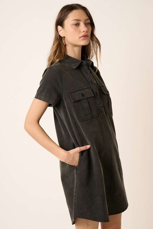 Button Detail Collared Neck Short Sleeve Shirt Dress For Women – Casual, Chic and Versatile Wardrobe Essential