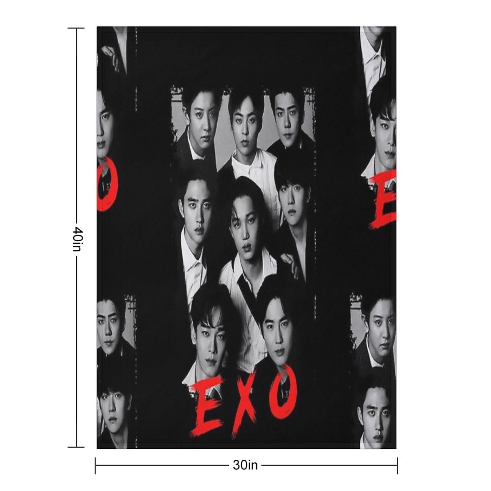 EXO Kpop Group Members Black And White Korean Kpop RGB Color Design Wrinkle-free Throw Blanket