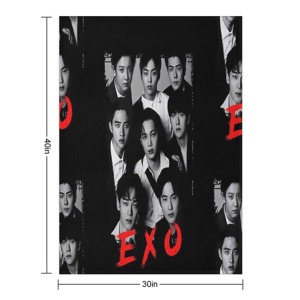 EXO Kpop Group Members Black And White Korean Kpop RGB Color Design Wrinkle-free Throw Blanket