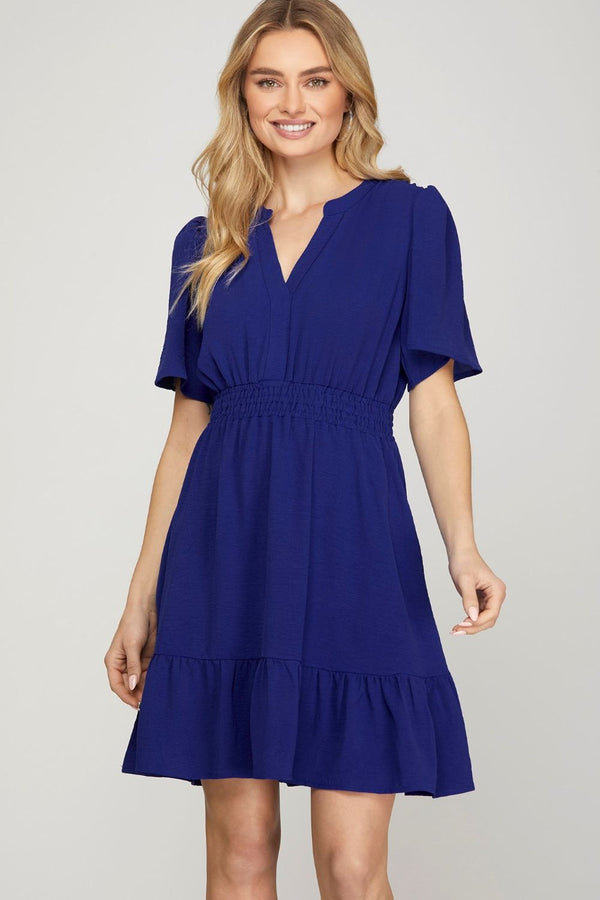 New Ruffled Surplice Short Flutter Sleeve Mini Dress For Women – Elegant, Playful and Feminine Surplice Mini Dress with Flutter Sleeves