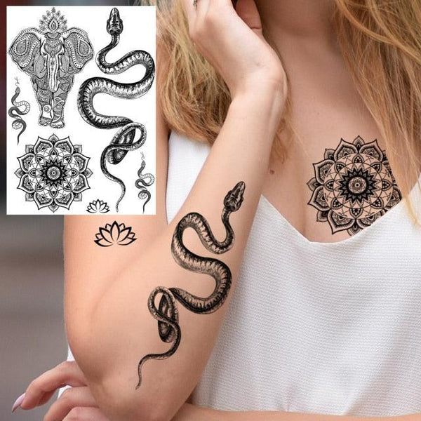53 Sheets Black Lace Temporary Tattoos Sticker Butterfly Flower Fake Tatoo Sticker Sexy  Black Henna Temporary Tattoos For Women