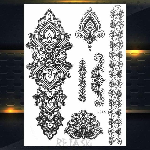 53 Sheets Black Lace Temporary Tattoos Sticker Butterfly Flower Fake Tatoo Sticker Sexy  Black Henna Temporary Tattoos For Women